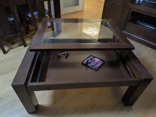 Mesa de centro elevable nogal