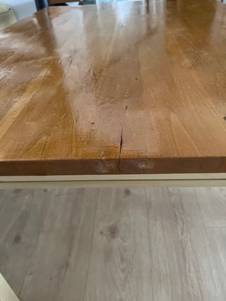 Tavolo da Pranzo in Legno Massello Beige/Marrone