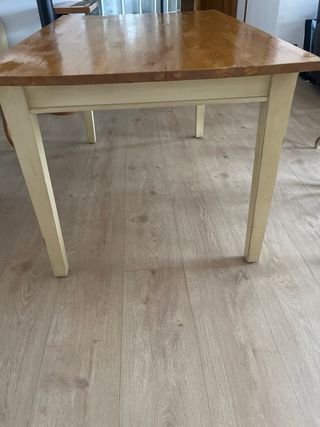 Tavolo da Pranzo in Legno Massello Beige/Marrone