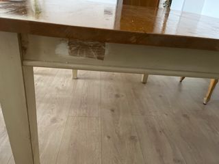 Tavolo da Pranzo in Legno Massello Beige/Marrone