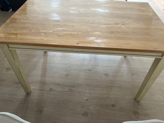 Tavolo da Pranzo in Legno Massello Beige/Marrone