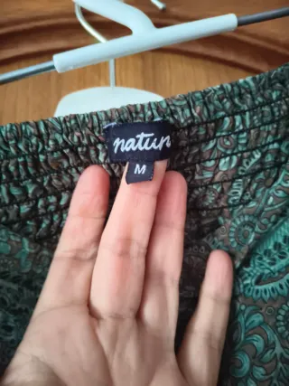 Falda Larga Estampada Mandala Verde M