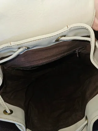 Bolso Mochila Beige/Blanco