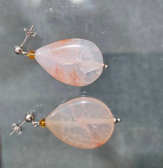 Pendientes Plata Ágata Gris Rosa