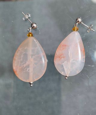 Pendientes Plata Ágata Gris Rosa