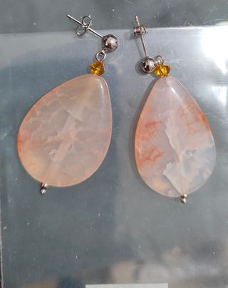 Pendientes Plata Ágata Gris Rosa