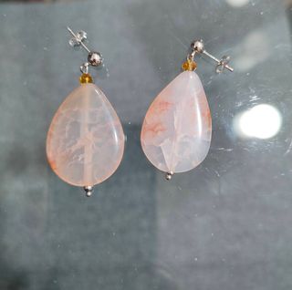 Pendientes Plata Ágata Gris Rosa