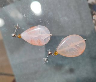 Pendientes Plata Ágata Gris Rosa