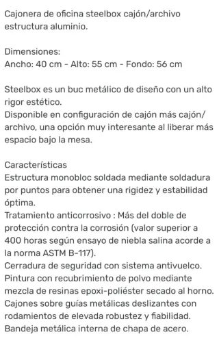 OfertÓn Despacho-Estudio cajonera metálica ruedas