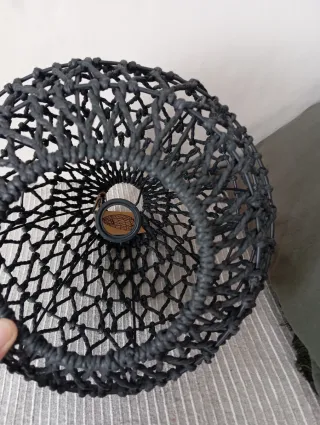 Pantalla de lámpara negra, de fibra/ratán