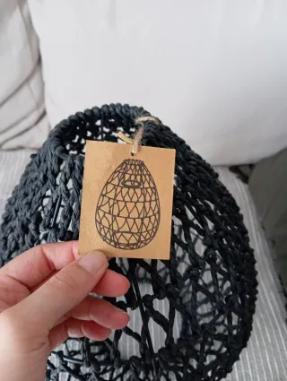 Pantalla de lámpara negra, de fibra/ratán