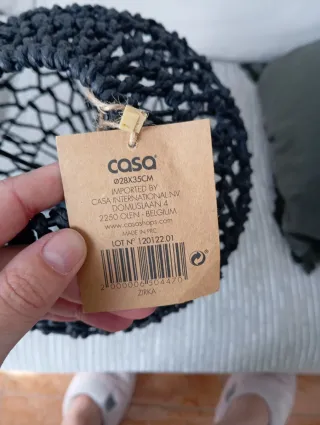 Pantalla de lámpara negra, de fibra/ratán