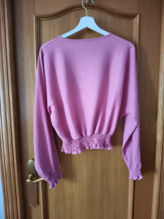 Blusa Tiffosi Rosa Manga Abullonada Talla M