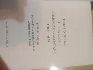 Temario Oposiciones Policía Local C. Valenciana