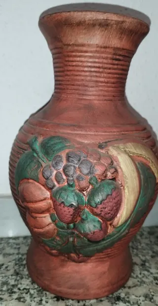 Conjunto 2 jarrones barro decorados