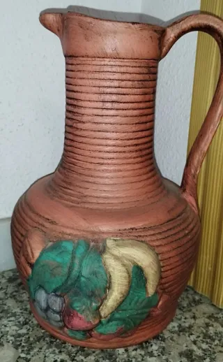 Conjunto 2 jarrones barro decorados