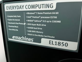 Computer eMachines EL1850 Nero