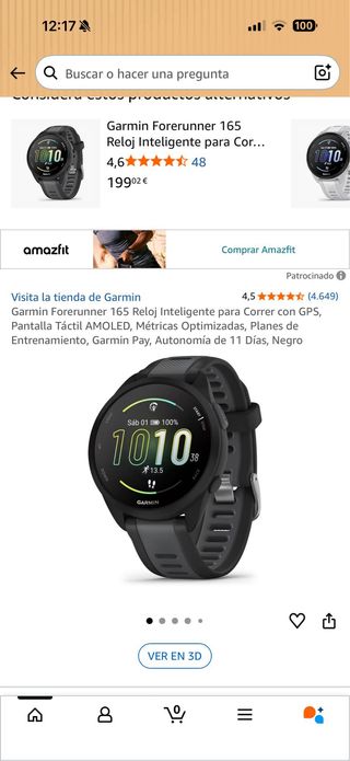 Reloj Garmin Forerunner 165 Negro/Gris