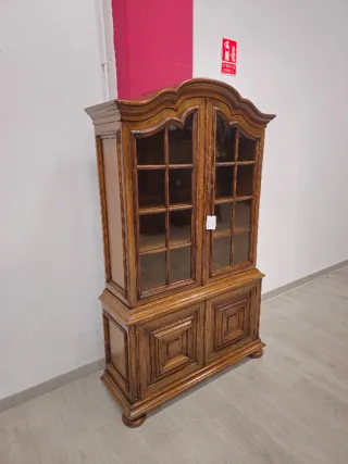 Alacena Rústica Madera con Vitrina