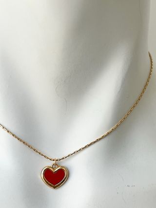 Collana Cuore Rosso in acciaio dorato 45 cm Nuova