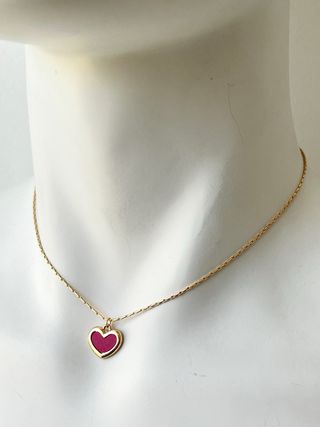 Collana Cuore Rosso in acciaio dorato 45 cm Nuova