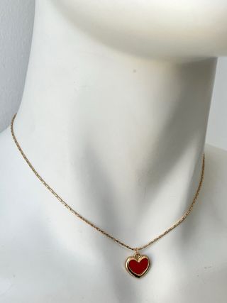 Collana Cuore Rosso in acciaio dorato 45 cm Nuova