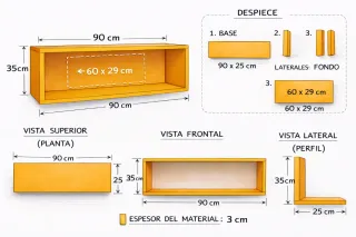 Estantería naranja de madera