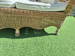 Sofá 2 plazas mimbre exterior con cojines