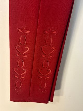 Pantaloni  Kajal - Rosso Elegante con ricami