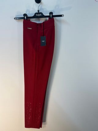 Pantaloni  Kajal - Rosso Elegante con ricami