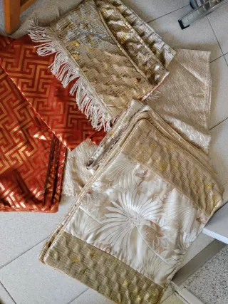 Fundas para salón color beige y oro