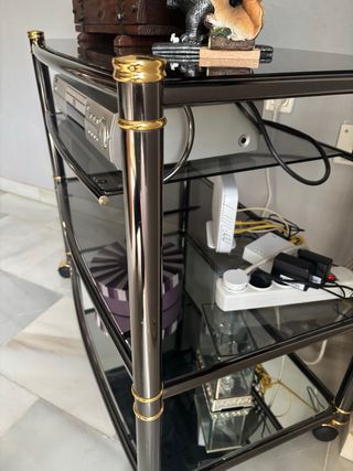 Mueble auxiliar cristal y metal