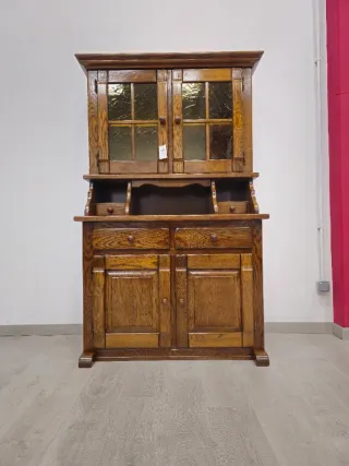 Alacena Rústica Roble con Vitrina