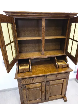 Alacena Rústica Roble con Vitrina