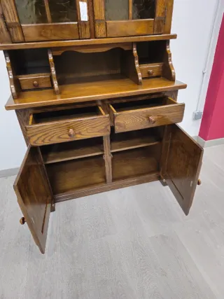 Alacena Rústica Roble con Vitrina