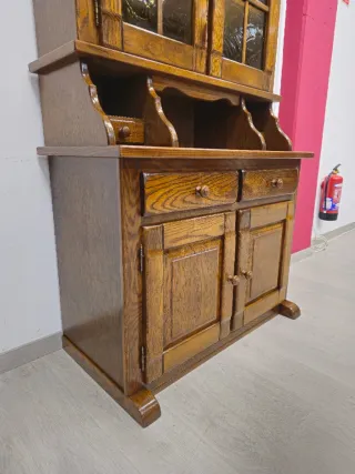 Alacena Rústica Roble con Vitrina