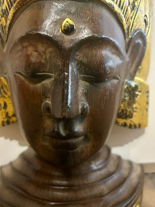 Cabeza Buda Madera Dorada