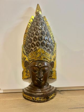Cabeza Buda Madera Dorada