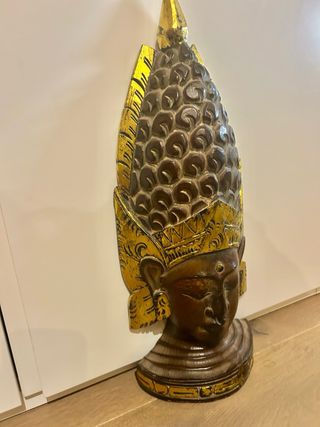 Cabeza Buda Madera Dorada