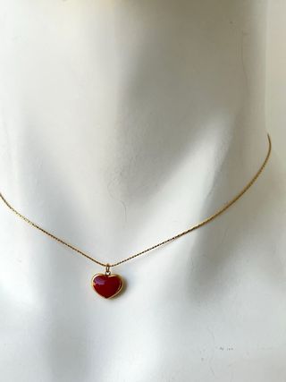 Collana Cuore Rosso in acciaio 45 cm Nuova