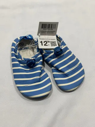 Escarpines/Chanclas Rayas Azul y Blanco Talla 22/2