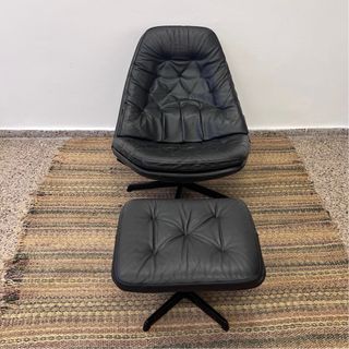 Butaca Danesa Vintage Negra + Reposapiés