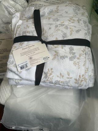 Juego Sábanas Franela Individual Gris/Blanco