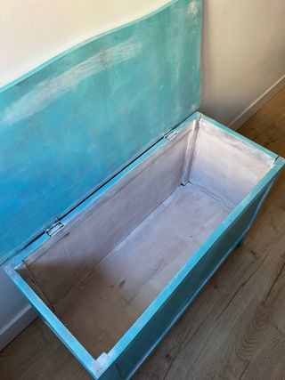 Baúl de madera Vintage - Azul Turquesa