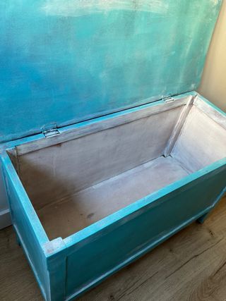 Baúl de madera Vintage - Azul Turquesa