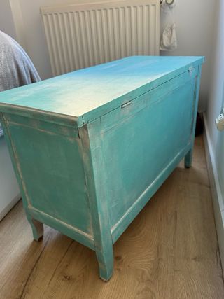 Baúl de madera Vintage - Azul Turquesa