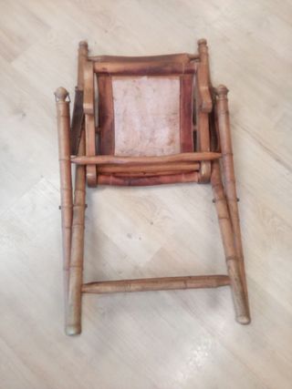Silla plegable cuero y bambú
