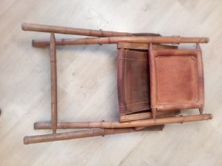 Silla plegable cuero y bambú