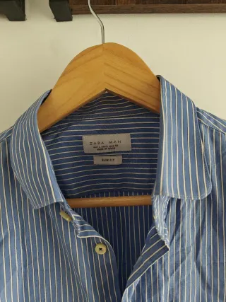 Camisa Zara Man Rayas Azul Talla L