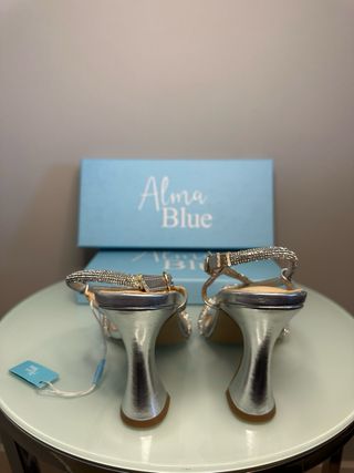Alma en Pena Talla 37 Tacones Plata Fiesta Boda